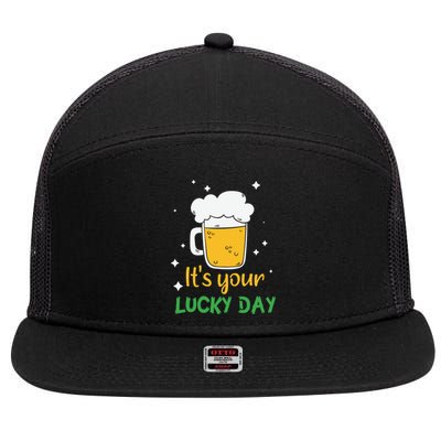 Its Your Lucky Day Funny Drinking Beer 7 Panel Mesh Trucker Snapback Hat