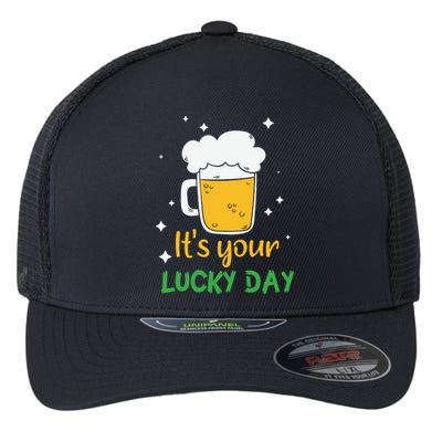 Its Your Lucky Day Funny Drinking Beer Flexfit Unipanel Trucker Cap