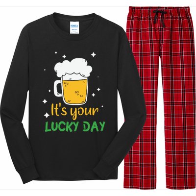 Its Your Lucky Day Funny Drinking Beer Long Sleeve Pajama Set