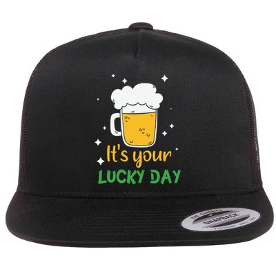 Its Your Lucky Day Funny Drinking Beer Flat Bill Trucker Hat