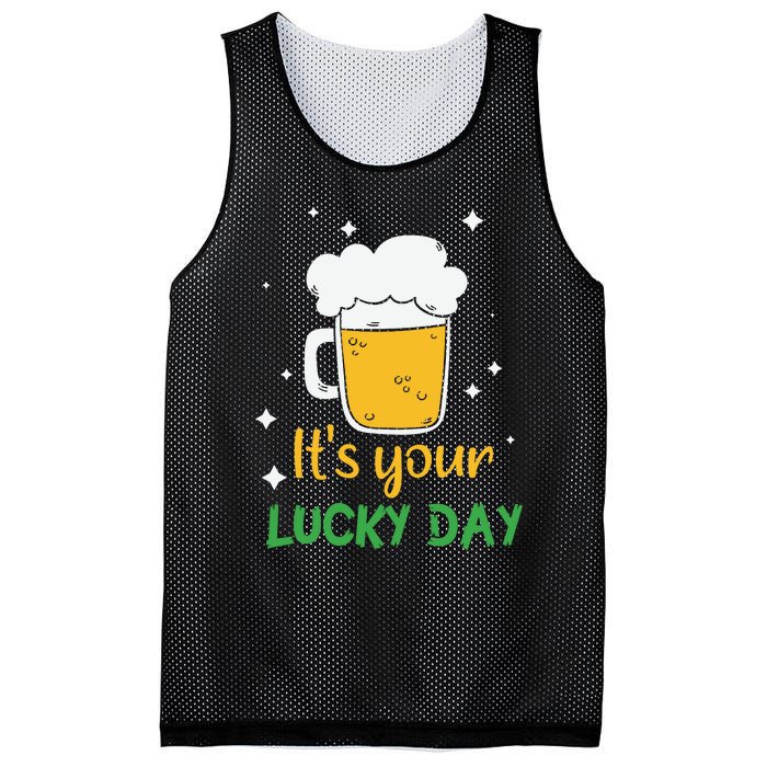 Its Your Lucky Day Funny Drinking Beer Mesh Reversible Basketball Jersey Tank