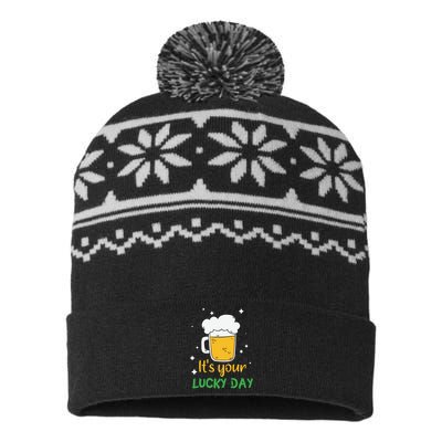 Its Your Lucky Day Funny Drinking Beer USA-Made Snowflake Beanie