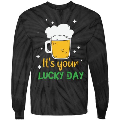 Its Your Lucky Day Funny Drinking Beer Tie-Dye Long Sleeve Shirt