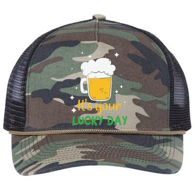 Its Your Lucky Day Funny Drinking Beer Retro Rope Trucker Hat Cap