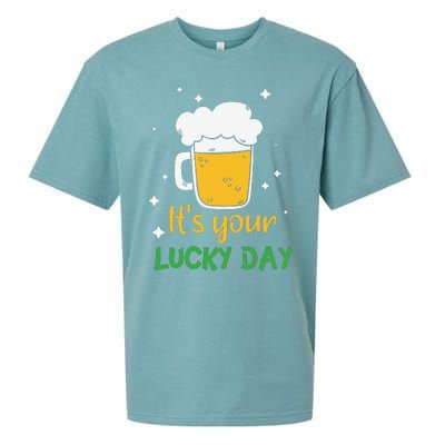 Its Your Lucky Day Funny Drinking Beer Sueded Cloud Jersey T-Shirt