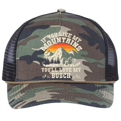 If You Like My Mountains YouLl Love My Busch Vintage Quote Retro Rope Trucker Hat Cap