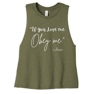 If You Love Me Let Obey Me Happy Together Women's Racerback Cropped Tank