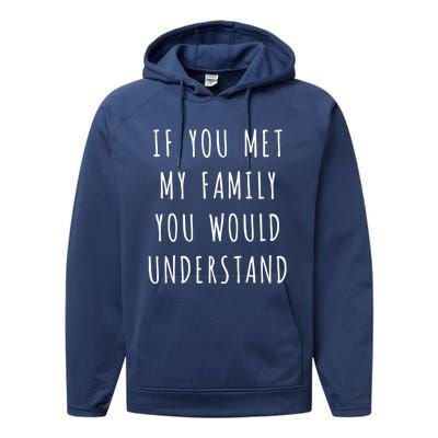 If You Met My Family You Would Understand Gift Performance Fleece Hoodie