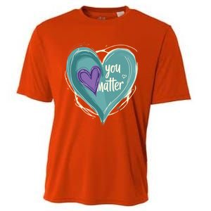 Inspirational You Matter Suicide Prevention Heart Design Gift Cooling Performance Crew T-Shirt