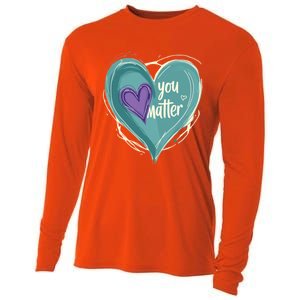 Inspirational You Matter Suicide Prevention Heart Design Gift Cooling Performance Long Sleeve Crew