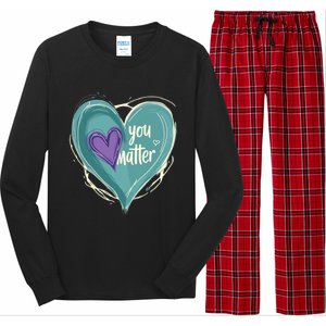 Inspirational You Matter Suicide Prevention Heart Design Gift Long Sleeve Pajama Set