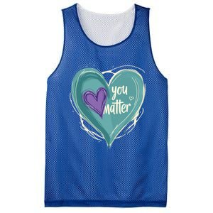 Inspirational You Matter Suicide Prevention Heart Design Gift Mesh Reversible Basketball Jersey Tank