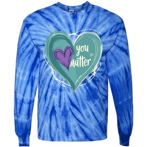 Inspirational You Matter Suicide Prevention Heart Design Gift Tie-Dye Long Sleeve Shirt