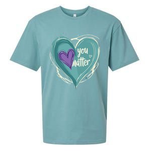 Inspirational You Matter Suicide Prevention Heart Design Gift Sueded Cloud Jersey T-Shirt