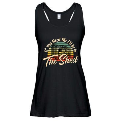 If You Need Me  ILl Be In The Shed Funny Mechanic Gardener Ladies Essential Flowy Tank
