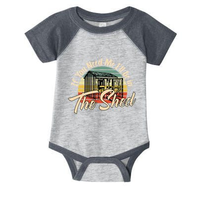 If You Need Me  ILl Be In The Shed Funny Mechanic Gardener Infant Baby Jersey Bodysuit