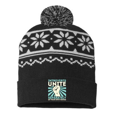 In Your Own Homes Introverts Unite Separately Funny USA-Made Snowflake Beanie