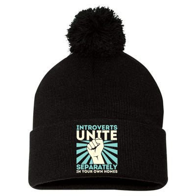 In Your Own Homes Introverts Unite Separately Funny Pom Pom 12in Knit Beanie