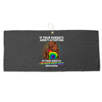 If Your Parents Aren't Accepting Of Your Identity I'm Your Mom Now #FreeMomHugs Large Microfiber Waffle Golf Towel