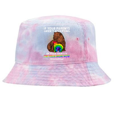 If Your Parents Aren't Accepting Of Your Identity I'm Your Mom Now #FreeMomHugs Tie-Dyed Bucket Hat