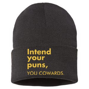 Intend Your Puns You Cowards Funny Quote Apparel Sustainable Knit Beanie