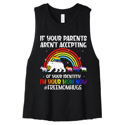 If Your Parents Arent Accepting Im Your Mom Now LGBT Flag Women's Racerback Cropped Tank