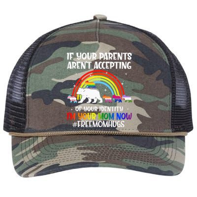 If Your Parents Arent Accepting Im Your Mom Now LGBT Flag Retro Rope Trucker Hat Cap