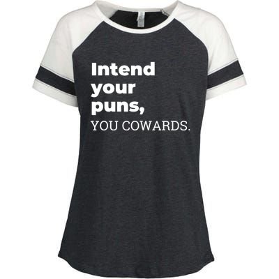 Intend Your Puns You Cowards Enza Ladies Jersey Colorblock Tee