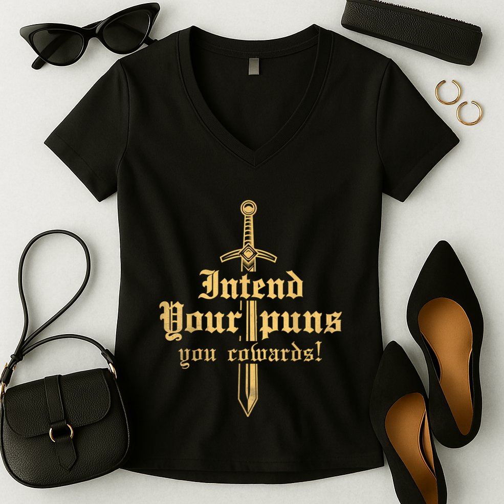 Intend Your Puns You Cowards Funny Pun Women's V-Neck T-Shirt