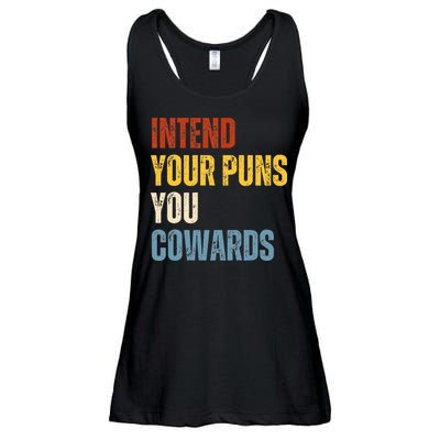 Intend Your Puns You Cowards Funny Joke Vintage Humor Saying Ladies Essential Flowy Tank