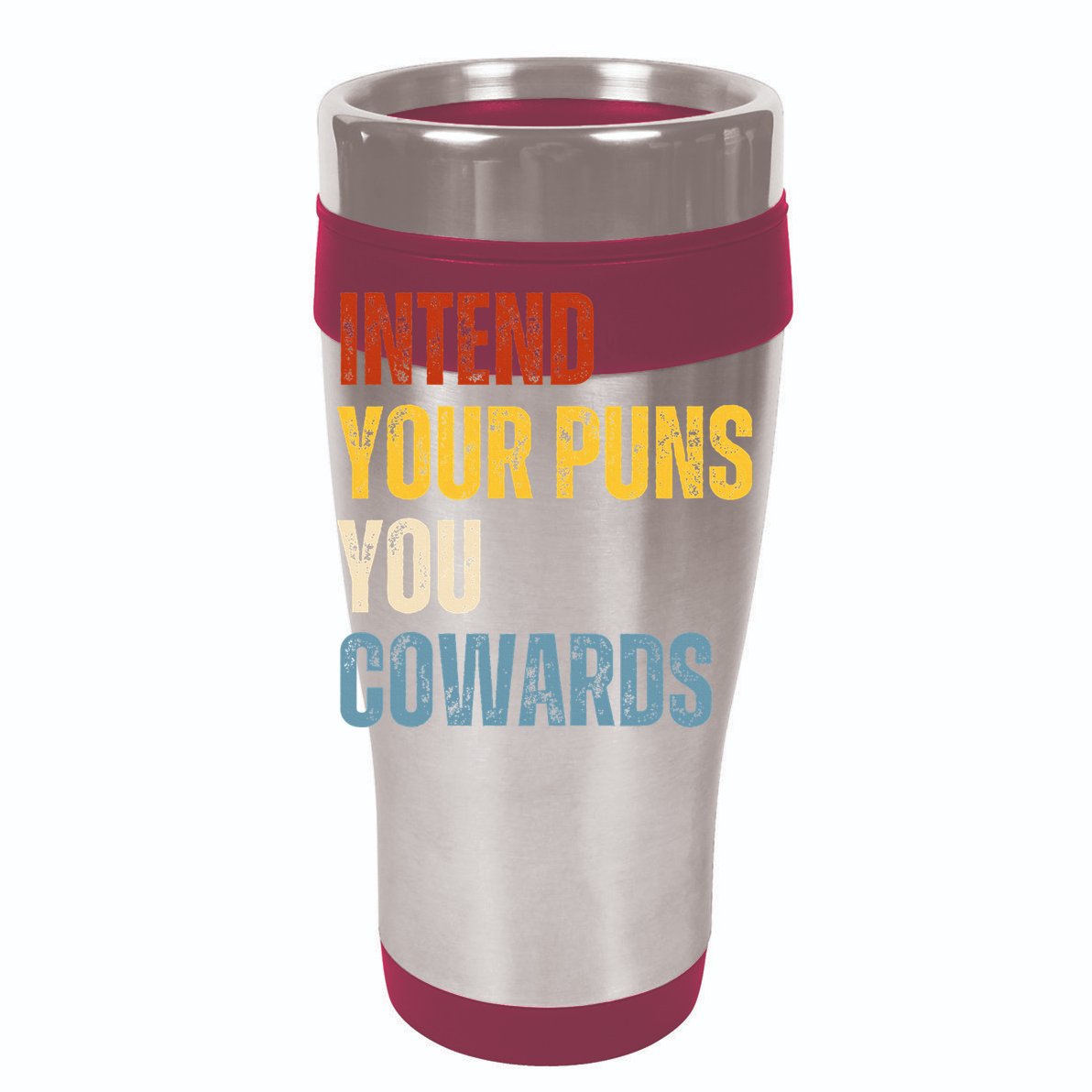 Intend Your Puns You Cowards Funny Joke Vintage Humor Saying Flat Bill Trucker Hat