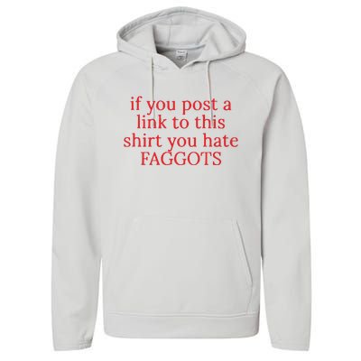 If You Poste A Link To This You Hate Faggots Performance Fleece Hoodie