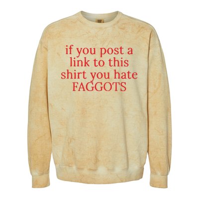 If You Poste A Link To This You Hate Faggots Colorblast Crewneck Sweatshirt