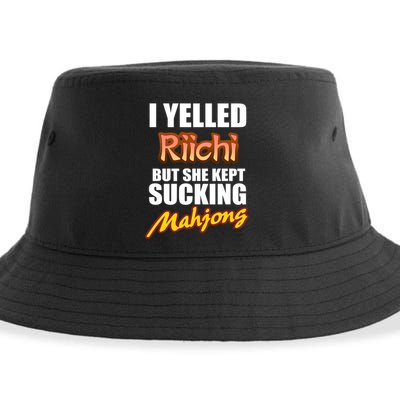 I Yelled Riichi But She Kept Sucking Mahjong Sustainable Bucket Hat