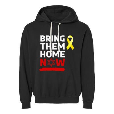 Israel Yellow Ribbon Symbol Bring Them Back Home Now Garment-Dyed Fleece Hoodie