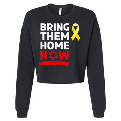 Israel Yellow Ribbon Symbol Bring Them Back Home Now Cropped Pullover Crew