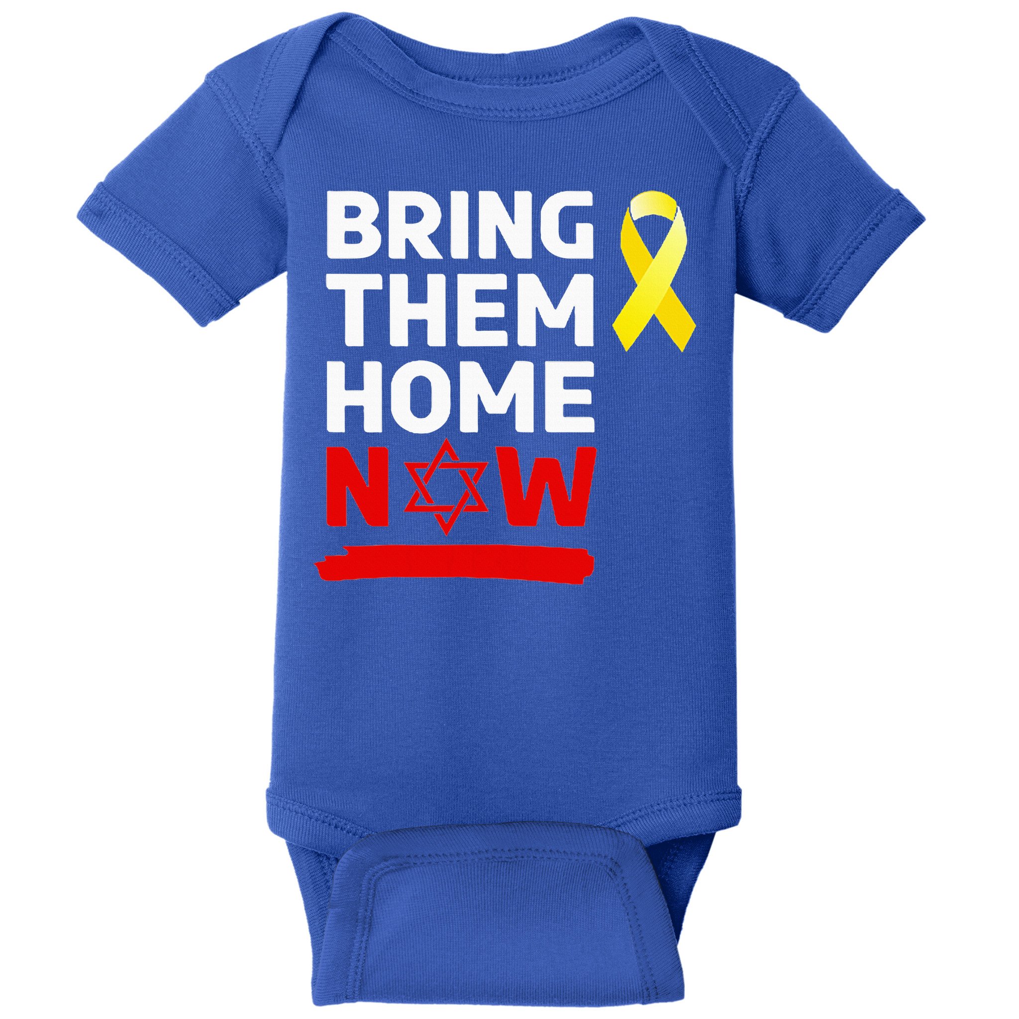 Israel Yellow Ribbon Symbol Bring Them Back Home Now Baby Bodysuit