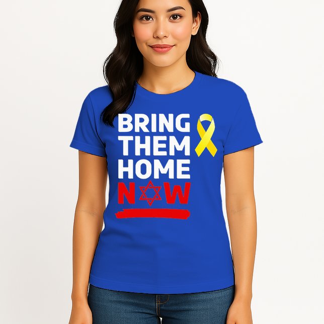 Israel Yellow Ribbon Symbol Bring Them Back Home Now Womens T-Shirt