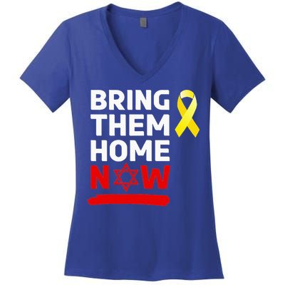 Israel Yellow Ribbon Symbol Bring Them Back Home Now Women's V-Neck T-Shirt