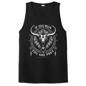 If You Run You Are Prey Minimalistic Alien Cat Bison Hybrid PosiCharge Competitor Tank