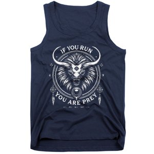 If You Run You Are Prey Minimalistic Alien Cat Bison Hybrid Tank Top