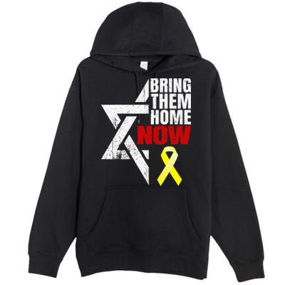 Israel Yellow Ribbon Symbol Bring Them Back Home Now Premium Pullover Hoodie