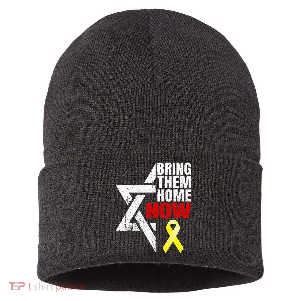 Israel Yellow Ribbon Symbol Bring Them Back Home Now Sustainable Knit Beanie
