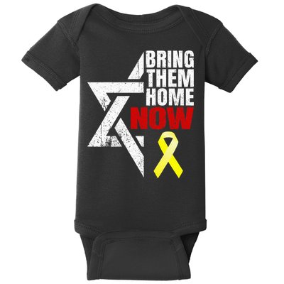 Israel Yellow Ribbon Symbol Bring Them Back Home Now Baby Bodysuit