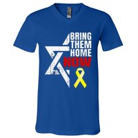 Israel Yellow Ribbon Symbol Bring Them Back Home Now V-Neck T-Shirt