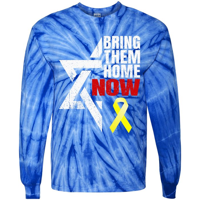 Israel Yellow Ribbon Symbol Bring Them Back Home Now Tie-Dye Long Sleeve Shirt