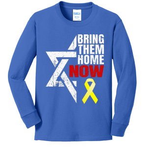 Israel Yellow Ribbon Symbol Bring Them Back Home Now Kids Long Sleeve Shirt