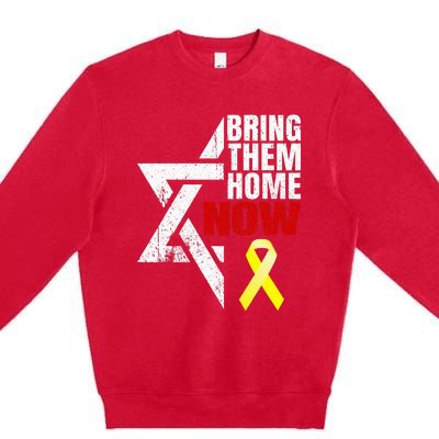 Israel Yellow Ribbon Symbol Bring Them Back Home Now Premium Crewneck Sweatshirt