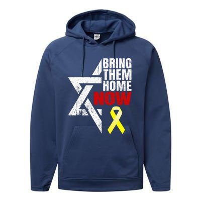 Israel Yellow Ribbon Symbol Bring Them Back Home Now Performance Fleece Hoodie