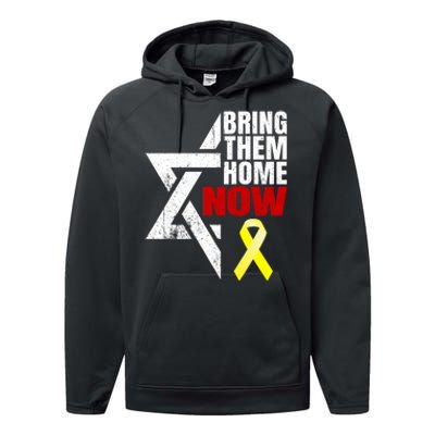 Israel Yellow Ribbon Symbol Bring Them Back Home Now Performance Fleece Hoodie